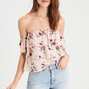 Ruffle floral off the shoulder top